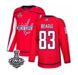 Men's Adidas Washington Capitals #83 Jay Beagle Premier Red Home 2018 Stanley Cup Final NHL Jersey