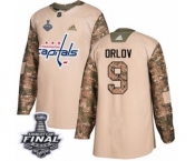 Men's Adidas Washington Capitals #9 Dmitry Orlov Authentic Camo Veterans Day Practice 2018 Stanley Cup Final NHL Jersey