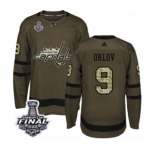 Men's Adidas Washington Capitals #9 Dmitry Orlov Authentic Green Salute to Service 2018 Stanley Cup Final NHL Jersey