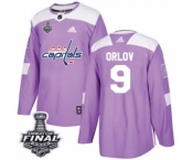 Men's Adidas Washington Capitals #9 Dmitry Orlov Authentic Purple Fights Cancer Practice 2018 Stanley Cup Final NHL Jersey