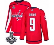 Men's Adidas Washington Capitals #9 Dmitry Orlov Authentic Red Home 2018 Stanley Cup Final NHL Jersey