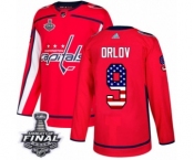 Men's Adidas Washington Capitals #9 Dmitry Orlov Authentic Red USA Flag Fashion 2018 Stanley Cup Final NHL Jersey