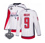 Men's Adidas Washington Capitals #9 Dmitry Orlov Authentic White Away 2018 Stanley Cup Final NHL Jersey