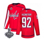 Men's Adidas Washington Capitals #92 Evgeny Kuznetsov Authentic Red Home 2018 Stanley Cup Final NHL Jersey