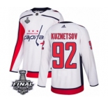 Men's Adidas Washington Capitals #92 Evgeny Kuznetsov Authentic White Away 2018 Stanley Cup Final NHL Jersey