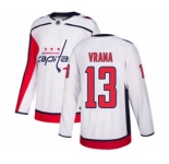 Men's Capitals #13 Jakub Vrana White Road Authentic Stitched Hockey Jersey