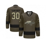 Men's Reebok Washington Capitals #30 Ilya Samsonov Authentic Green Salute to Service NHL Jersey