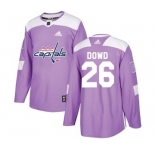 Men's Washington Capitals #26 Nic Dowd Adidas Authentic Fights Cancer Practice Jersey - Purple