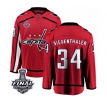 Men's Washington Capitals #34 Jonas Siegenthaler Fanatics Branded Red Home Breakaway 2018 Stanley Cup Final NHL Jersey