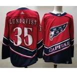 Men's Washington Capitals #35 Lundqvist Red Retro 2020 Hockey Jersey