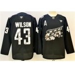 Men's Washington Capitals #43 Tom Wilson Black Cherry Blossom With A Patch Stitched Hockey Jersey