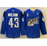 Men's Washington Capitals #43 Tom Wilson Blue Cherry Blossom With A Patch Stitched Hockey Jersey