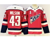 Men's Washington Capitals #43 Tom Wilson Red With A Patch Stitched Hockey Jersey