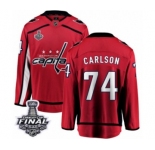 Men's Washington Capitals #74 John Carlson Fanatics Branded Red Home Breakaway 2018 Stanley Cup Final NHL Jersey