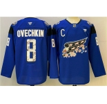 Men's Washington Capitals #8 Alex Ovechkin Blue Cherry Blossom With C Patch Stitched Hockey Jersey