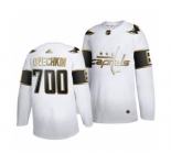 Men's Washington Capitals #8 Alexander Ovechkin 700 Goals Career White Golden Editon Limited Stitched Hockey Jersey