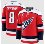 Men's Washington Capitals #8 Alexander Ovechkin Red 2025-26 C Patch Alternate Stitched Hockey Jersey