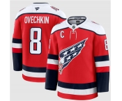 Men's Washington Capitals #8 Alexander Ovechkin Red 2025-26 C Patch Alternate Stitched Hockey Jersey