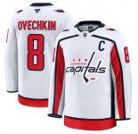 Men's Washington Capitals #8 Alexander Ovechkin White 2024-25 Away Stitched Hockey Jersey