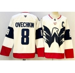 Men's Washington Capitals #8 Alexander Ovechkin White Navy With C Patch Stadium Series Stitched Hockey Jersey