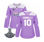 Women Adidas Washington Capitals #10 Brett Connolly Authentic Purple Fights Cancer Practice 2018 Stanley Cup Final Champions NHL Jersey