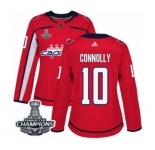 Women Adidas Washington Capitals #10 Brett Connolly Authentic Red Home 2018 Stanley Cup Final Champions NHL Jersey