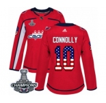 Women Adidas Washington Capitals #10 Brett Connolly Authentic Red USA Flag Fashion 2018 Stanley Cup Final Champions NHL Jersey