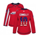 Women Adidas Washington Capitals #10 Brett Connolly Authentic Red USA Flag Fashion NHL Jersey