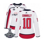 Women Adidas Washington Capitals #10 Brett Connolly Authentic White Away 2018 Stanley Cup Final Champions NHL Jersey