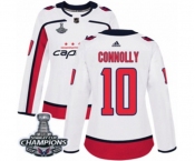 Women Adidas Washington Capitals #10 Brett Connolly Authentic White Away 2018 Stanley Cup Final Champions NHL Jersey