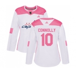 Women Adidas Washington Capitals #10 Brett Connolly Authentic White Pink Fashion NHL Jersey
