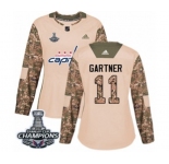 Women Adidas Washington Capitals #11 Mike Gartner Authentic Camo Veterans Day Practice 2018 Stanley Cup Final Champions NHL Jersey