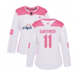 Women Adidas Washington Capitals #11 Mike Gartner Authentic White Pink Fashion NHL Jersey