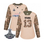 Women Adidas Washington Capitals #13 Jakub Vrana Authentic Camo Veterans Day Practice 2018 Stanley Cup Final Champions NHL Jersey
