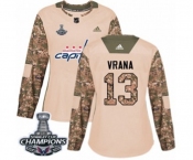 Women Adidas Washington Capitals #13 Jakub Vrana Authentic Camo Veterans Day Practice 2018 Stanley Cup Final Champions NHL Jersey
