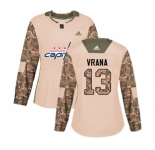 Women Adidas Washington Capitals #13 Jakub Vrana Authentic Camo Veterans Day Practice NHL Jersey