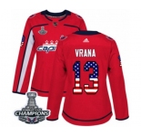 Women Adidas Washington Capitals #13 Jakub Vrana Authentic Red USA Flag Fashion 2018 Stanley Cup Final Champions NHL Jersey