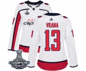 Women Adidas Washington Capitals #13 Jakub Vrana Authentic White Away 2018 Stanley Cup Final Champions NHL Jersey