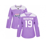 Women Adidas Washington Capitals #19 Nicklas Backstrom Purple Authentic Fights Cancer Stitched NHL Jersey