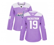 Women Adidas Washington Capitals #19 Nicklas Backstrom Purple Authentic Fights Cancer Stitched NHL Jersey