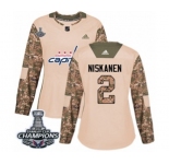 Women Adidas Washington Capitals #2 Matt Niskanen Authentic Camo Veterans Day Practice 2018 Stanley Cup Final Champions NHL Jersey