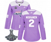 Women Adidas Washington Capitals #2 Matt Niskanen Authentic Purple Fights Cancer Practice 2018 Stanley Cup Final Champions NHL Jersey