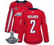 Women Adidas Washington Capitals #2 Matt Niskanen Authentic Red Home 2018 Stanley Cup Final Champions NHL Jersey