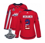Women Adidas Washington Capitals #2 Matt Niskanen Authentic Red USA Flag Fashion 2018 Stanley Cup Final Champions NHL Jersey