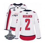 Women Adidas Washington Capitals #2 Matt Niskanen Authentic White Away 2018 Stanley Cup Final Champions NHL Jersey