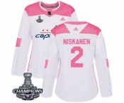 Women Adidas Washington Capitals #2 Matt Niskanen Authentic White Pink Fashion 2018 Stanley Cup Final Champions NHL Jersey