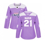 Women Adidas Washington Capitals #21 Dennis Maruk Authentic Purple Fights Cancer Practice NHL Jersey