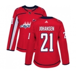 Women Adidas Washington Capitals #21 Lucas Johansen Premier Red Home NHL Jersey