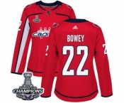 Women Adidas Washington Capitals #22 Madison Bowey Authentic Red Home 2018 Stanley Cup Final Champions NHL Jersey