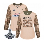 Women Adidas Washington Capitals #25 Devante Smith-Pelly Authentic Camo Veterans Day Practice 2018 Stanley Cup Final Champions NHL Jersey